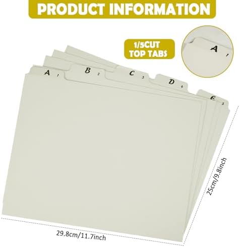 gisgfim 25 Alphabet File Guides, A‑Z Top‑Tab File Cabinet Dividers, Sage