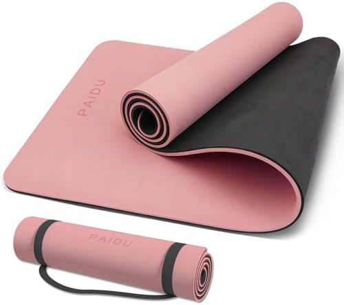 PAIDU POE Yoga Mat （10mm）Extra Thick Fitness Mat 72"x24" with Carry Strap