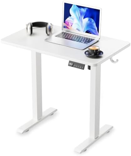 32" Electric Standing Desk, Small Desk 3 Adjustable Height White