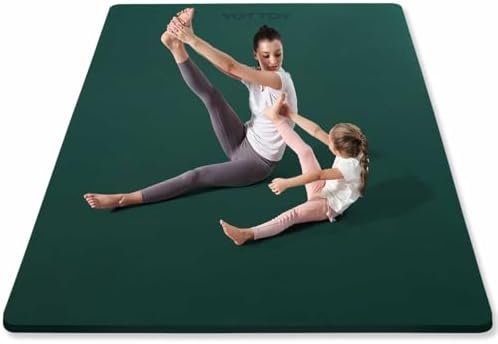 YOTTOY Large Yoga Mat (75 * 52 * 1/2inch),Extra Wide TPE Exercise Mat,Non-Slip Workout Mat for Pilates, Fitness, Barefoot, Home Gym Studio with Strap and Towel
