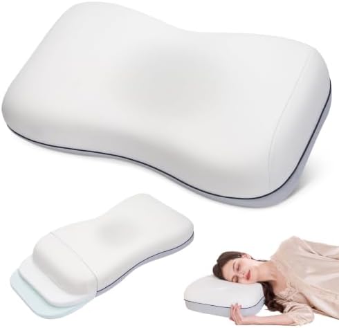 Cervical Neck Pillow, Adjustable Memory Foam for Neck Support, White