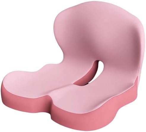 Orthopedic Cushion L-Shaped Memory Foam Seat Cushion, Ergonomic Office Chair Cushion with Lumbar Support for Desk, Car, Wheelchair Chair (B-Pink)