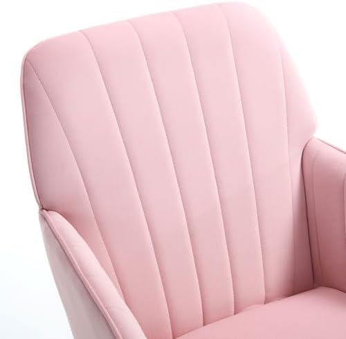 Ergonomic Home Office Desk Chair with Memory Foam and Silver Base, Pink
