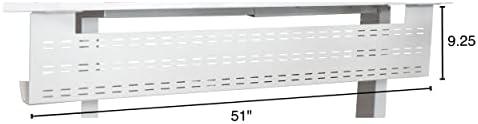 Stand Up Desk Store Under Desk Cable Management Tray Black Horizontal Computer Cord Raceway and Modesty Panel (White, 51")