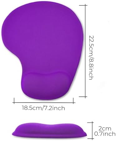 Mouse Pad with Wrist Support, 2-Pack Ergonomic Mousepad with Wrist Rest, Gaming Mouse Pad with Non-Slip PU Base, Relieve Pain Relief, for Home Office Computer Laptop, Purple