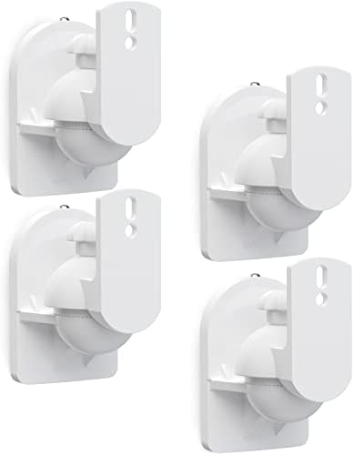 WALI Speaker Wall Mount, Surround Sound Speaker Stand with Adjustable Swivel Tilt Angle, Small Bookshelf Speaker Mount for Living Room, Home Theater, Hold up to 7.7 Lbs, (SWM202-W), 2 Pack, White