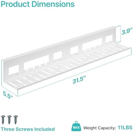 PEGZONE Under Desk Cable Management Tray, 31.5'' Screw-Mount Steel Rack