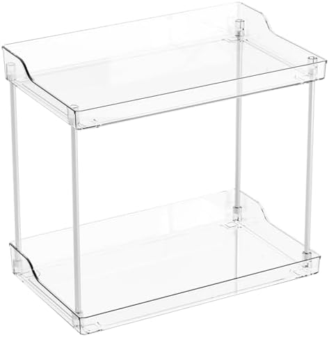 Yieach 2 Tier Bathroom Counter Organizer,Tiered Bathroom Organizer for Makeup,Perfume,Beauty Products,Skincare Organizers Shelf,Vanity Storage Tray for Bedroom,Spice Racks for Kitchen Corner,Rectangle