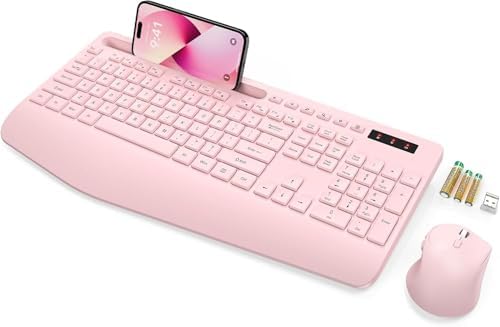 SABLUTE Wireless Keyboard and Mouse Combo, Full Size, Ergonomic Wrist Rest