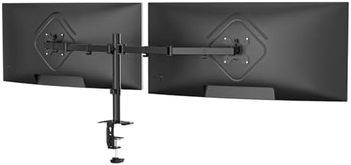 Suptek Dual Monitor Desk Mount, Adjustable Dual Monitor Arm for 2 Monitor Screens up to 43 inch, 15.75" Pole Monitor Stand for Desk, Holds up to 22 lbs, Black(MD9442LB)