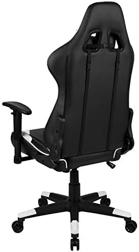 Flash Furniture X20 Fully Reclining LeatherSoft Racing Style Gaming Chair with Headrest, Lumbar Pillows, Ergonomic Swivel Computer Chair, Black/White