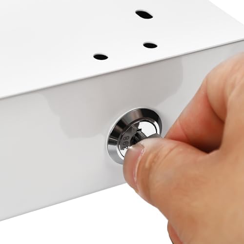 14'' Under Desk Mounted Sliding Pull-out Drawer, Drawer Storage Organizer Pull-out Drawer with Lock Space-Saving, for Office Desk, Pull Handle, Storage Organizer for Sit Stand Workstation, White