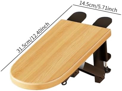 Desk Extension Tray, Clamp on Keyboard Tray for Office and Home, Space Saving Folding Table Arm Rest, Workstation Organizer, Wood 2 Clamp, 31.5cmx14.5cm