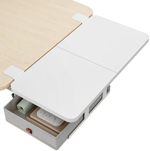 PEGZONE Desk Extender Tray, 24" x 12", with Storage Drawer, Medium, White