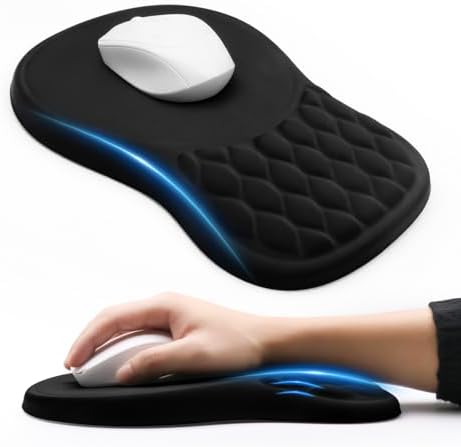 Ergonomic Mouse Pad with Wrist Rest Sloped Massage Design (Black)