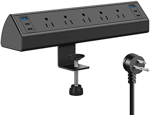 Jgstkcity Desk Clamp Power Strip USB C,40W Total Fast Charging Station,4 PD 20W USB C Ports,Desk Edge Mount Surge Protector,5 Outlets,Fit 1.96" Tabletop Edge,ETL Listed (Pack of 15)