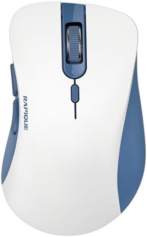 RAPIQUE Bluetooth Wireless Mouse, Dual Bluetooth & 2.4 GHz, Blue and White