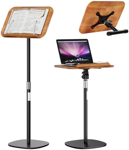 Adjustable Floor Book Stand with Wood Panel for Hands Free Reading