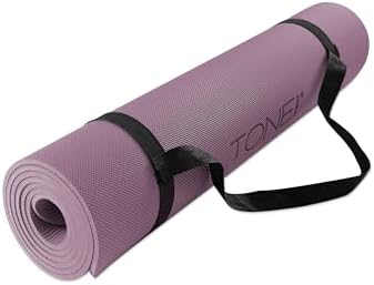 TONE Fitness 1/4" Yoga Mat, Non-Slip Exercise & Pilates Mat with Strap
