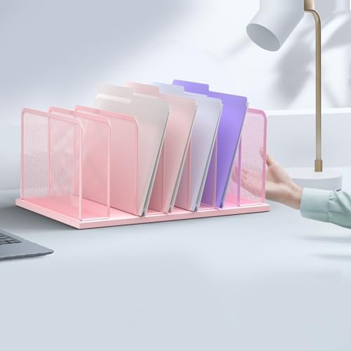 Kuntine.B 7-Section Upright Desk File Organizer Pink 2 Pack