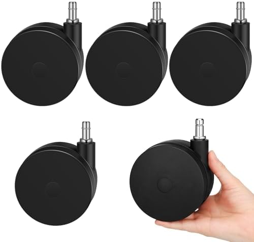CroBlissful 5 Pcs 4'' Extra Large Chair Wheels for Carpet Heavy Duty, Black