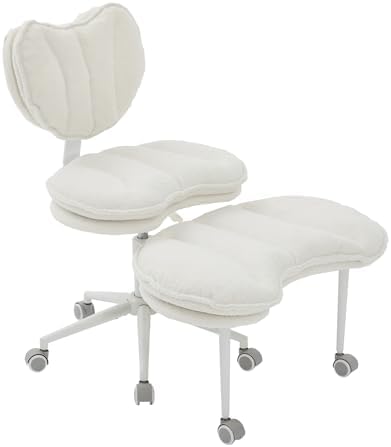 Cross Legged Office Chair, Swivel Footstool & Memory Foam Seat