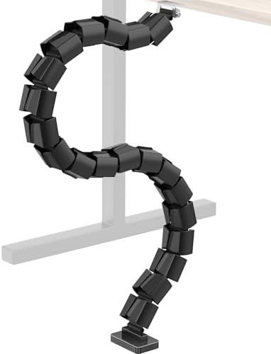 Heavy Duty Screw-in Cable Management Spine, 4-Channel Under Desk Vertebrae Cord Organizer for Wood & Laminate Standing Desks, Adjustable Floor-to-Desktop Wire Raceway with Weighted Base