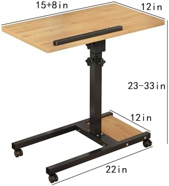 TigerDad Mobile Adjustable Height Laptop Stand PC Computer Portable Notebook Swivel Laptop Desk Rolling Table Desk Cart Tiltable with Wheels Casters& Mouse Pad Table (Wood)
