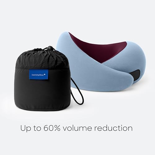 Ostrichpillow GO Travel Pillow, 360° Memory Foam Support, Soft & Washable