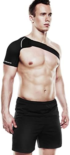 Rehband Shoulder Brace for Men & Women, Adjustable Neoprene Shoulder Support for Sports & Everyday Use, Shoulder Bandage for Left & Right, Colour:Black, Size:Medium, Side:Left
