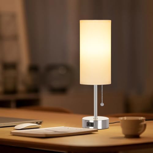 Dott Arts Table Lamp for Bedroom, 3-Color Bedside Lamps with Pull Chain