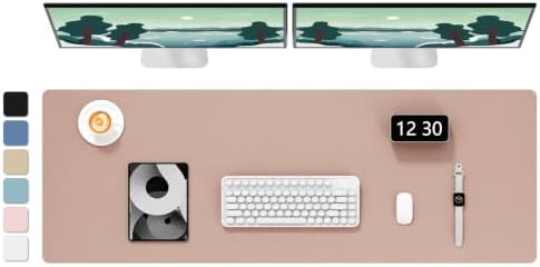 Hsurbtra Desk Pad, 48" x 17" PU Leather Desk Mat, XXXL Extended Mouse Pad, Waterproof Desktop Blotter Protector, Non-Slip Ultra Thin Large Laptop Keyboard Writing Mat for Office Home, Beige Apricot