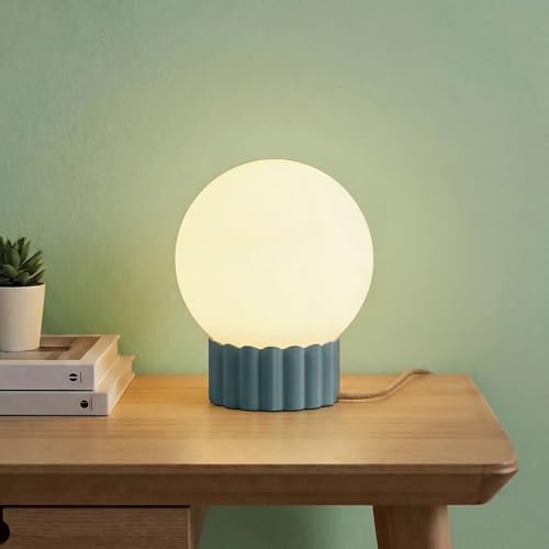 6.9” Table Lamp with Opal Glass Globe & Resin Base, E12 Base, UL Listed