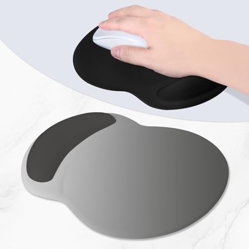 ITNRSIIET Ergonomic Mouse Pad with Comfort Gel Wrist Rest, Non-Slip PU Base, Smooth Textured Surface, Reduces Hand Fatigue & Wrist Pain, 8.7 x 7.2 Inch for Office Gaming Home, Gray