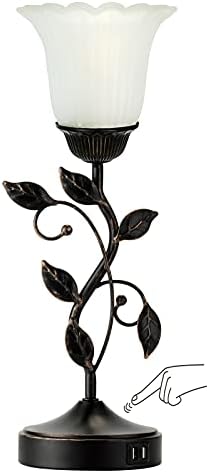 Touch Leaf Bedside Table Lamp with 2 USB Ports Nightstand Lamps