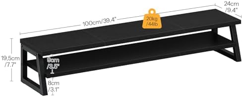 HOOBRO 2-Tier Dual Monitor Stand Riser, 39 Inch Large Computer Monitor Stand for 2 Monitors, Computer Monitor Riser, Desk Shelf Organizer for Office Desk, Accessories, Black BB122CJ01