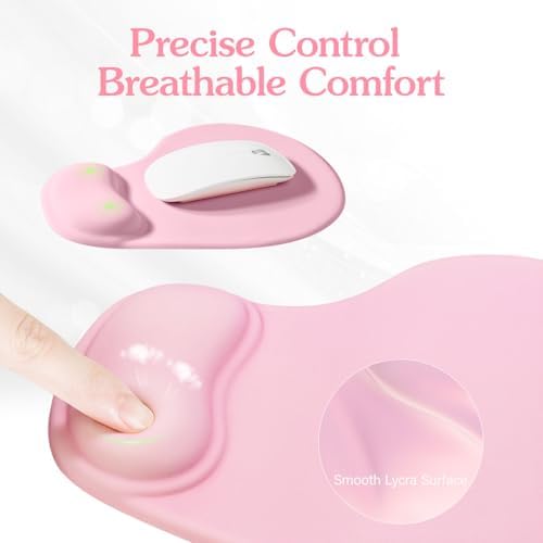 Office Mousepad with Wrist Support,9 * 7.5inch,Pink