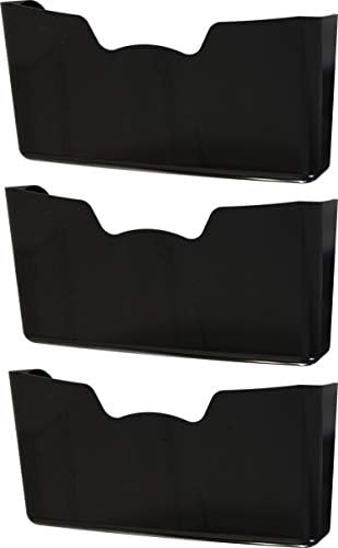 Simple Houseware Single Pocket Wall Mount for Hanging File Holder, 3 Packs, Black