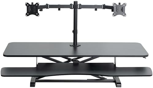 VIVO Black 48 in Standing Desk Converter with Monitor Stand, DESK-V048KB-M2