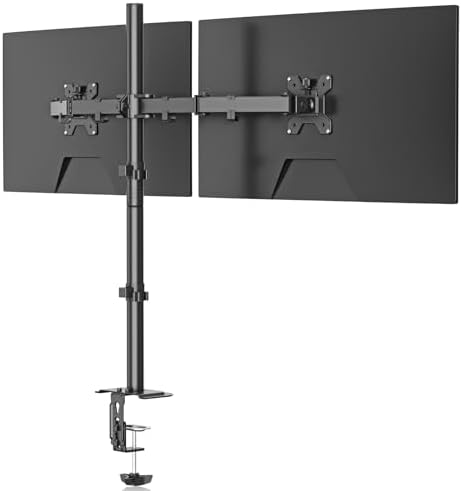 Suptek Dual Monitor Desk Mount, Adjustable Dual Monitor Arm for 2 Computer Screens up to 27 inch, Extra Tall 31.5" Pole Dual Monitor Stand for Desk, Holds up to 22 lbs(MD6842)