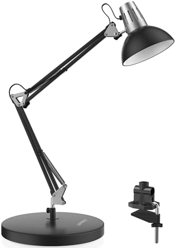 LEPOWER Metal Adjustable Desk Lamp with Clamp, Swing Arm for Home Office
