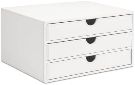 UnionBasic Document Organizer, 3-Drawer File Cabinet Document Storage Box, Office Desktop Filing Organizer, White