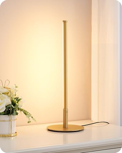EDISHINE LED Table Lamp, Modern Dimmable Desk Lamps Metal Finish, Gold