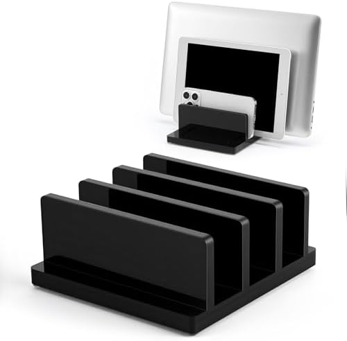 Chunful 3 Slot Adjustable Vertical Laptop Stand for Desk