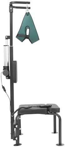 Electric Cervical Traction Device, Neck Stretcher with Inversion Training, Adjustable Neck Stretching Equipment for Home/Rehab, PU Comfort Seat, Remote Control, Steel Frame