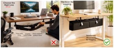 No Drill Under Desk Cable Management Tray 28" Steel Base : Anti-Sag