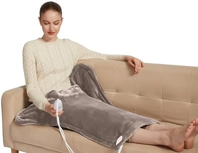 Ambershine 26"x35" XXXL King Size Neck& Shoulder& Back Heating Pad with 12 Temperature Settings& 4 Auto-Off Countdown Timers, Pain Relief for Back/Neck/Shoulder, Christmas Gift for mom dad(Light Tan)
