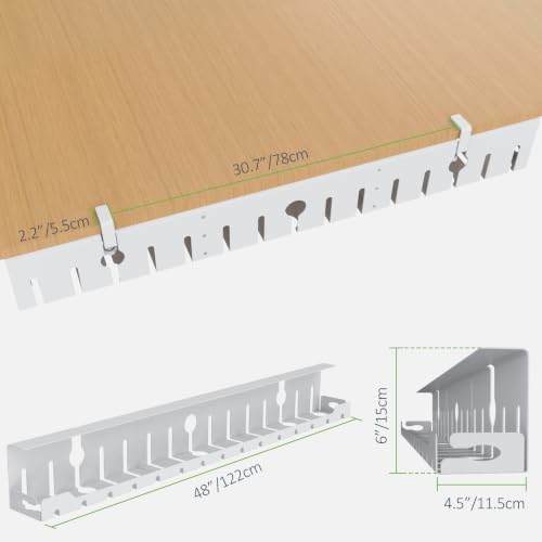 KEEGH Under Desk Cable Management Tray 48 in, Large Cord Hider, White