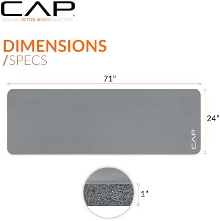 CAP 1" Extra Thick Yoga Mat, Exercise Mat with Strap, Multiple Colors