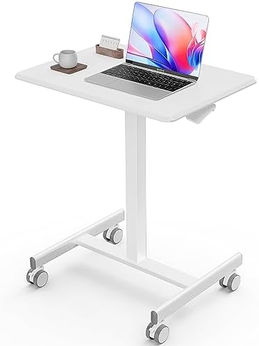 Sweetcrispy Mobile Rolling Desk, Small Standing Desk with Wheels